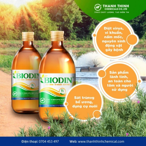 BIODIN® (IODIN) - Diệt virus, vi khuẩn, nấm mốc, nguyên sinh động vật gây bệnh, khử trùng bể ương, dụng cụ nuôi